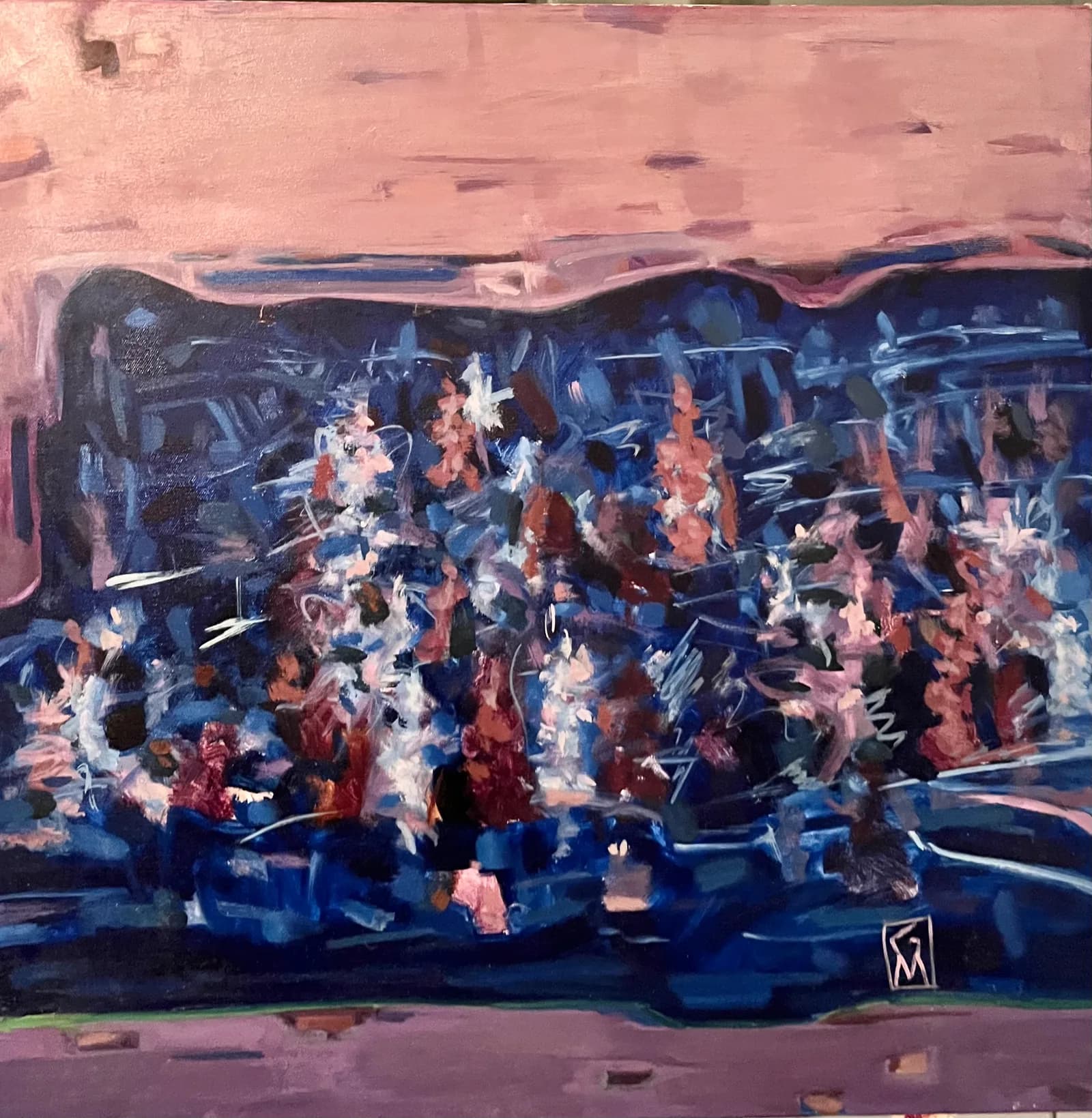 Abstract albastru — acril pe pânză