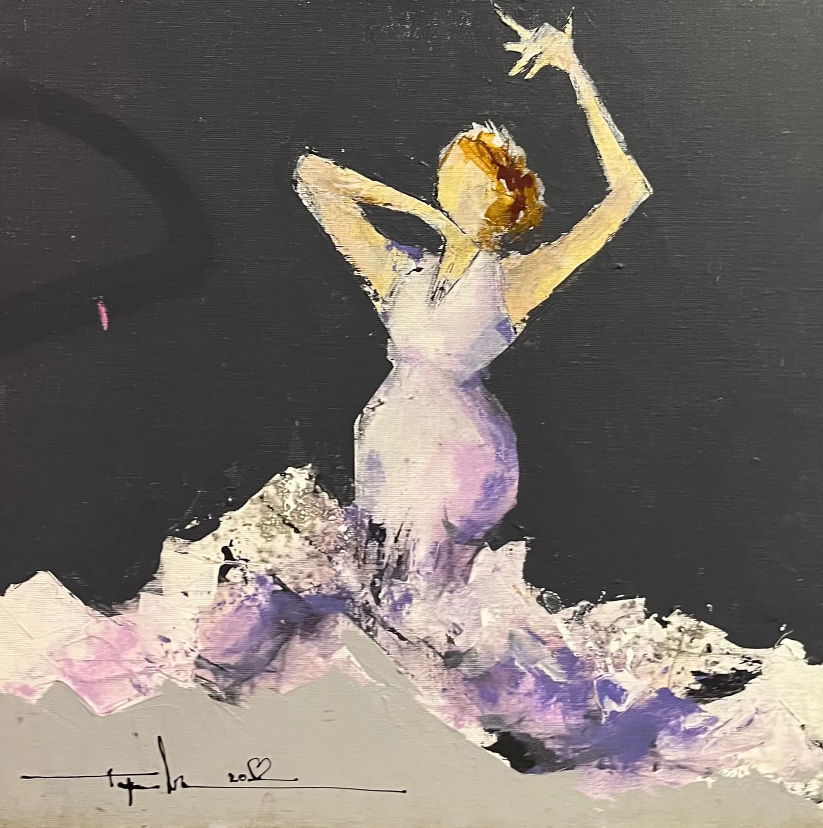 Balerina la bal — Mugur Popa, acril pe pânză
