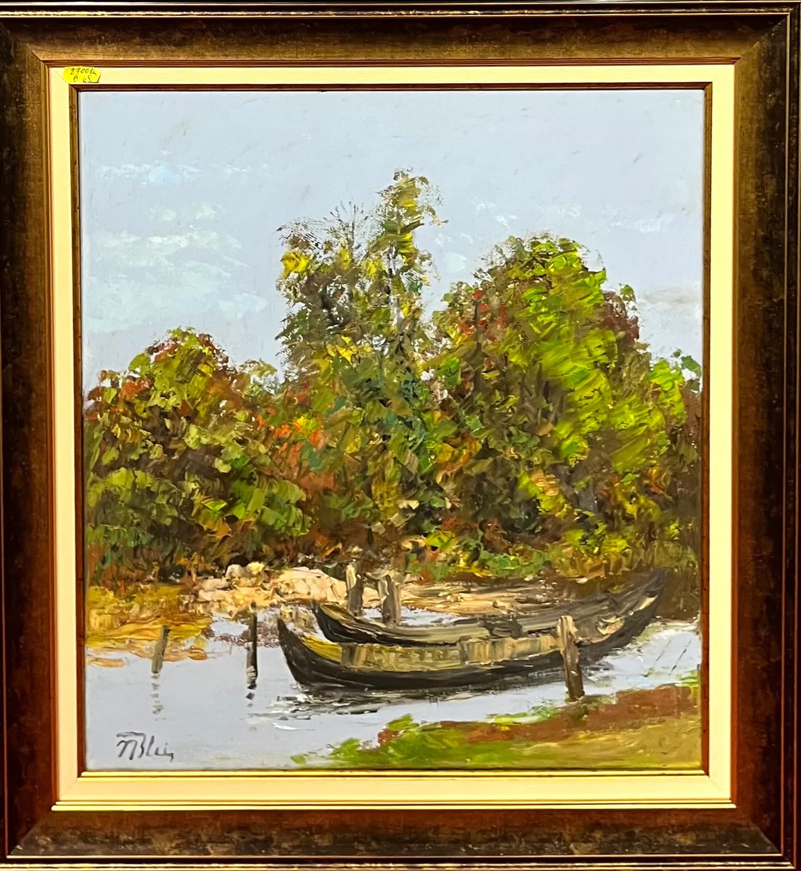 Barcă de pe râu — Nicolae Blei, ulei pe pânză