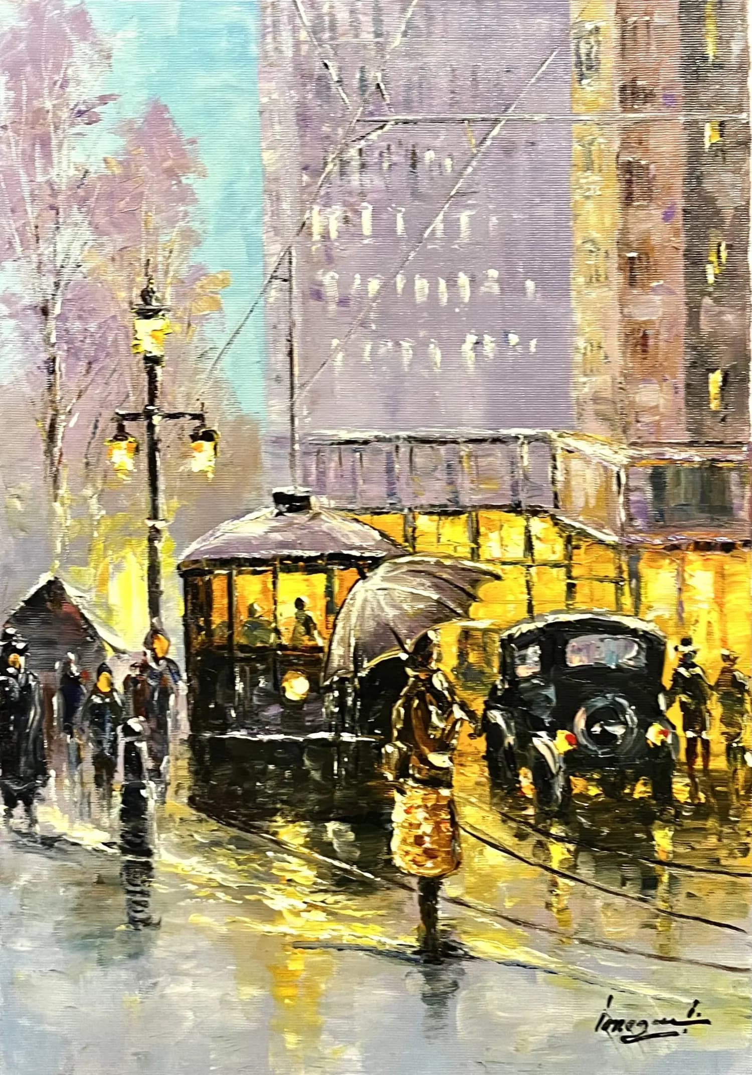 București vechi — Ilie Ionascu, ulei pe panza