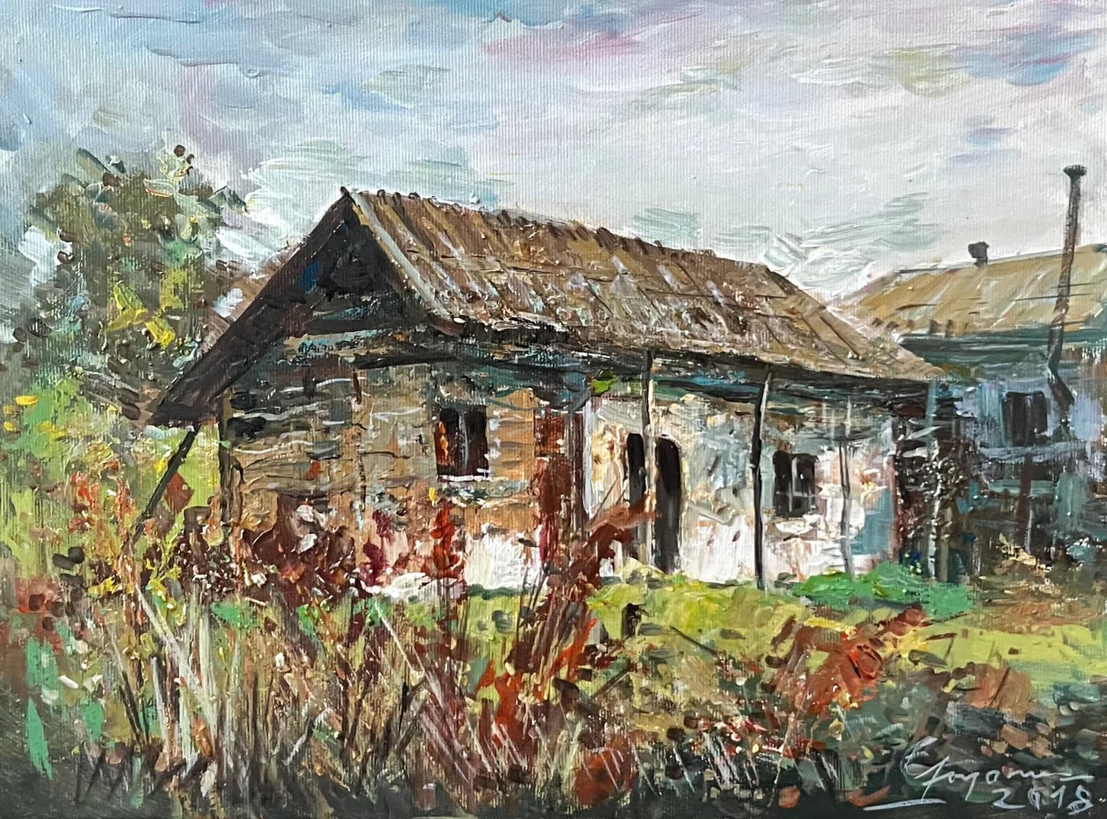 Casă cu livada — Grigore Stan, ulei pe pânză