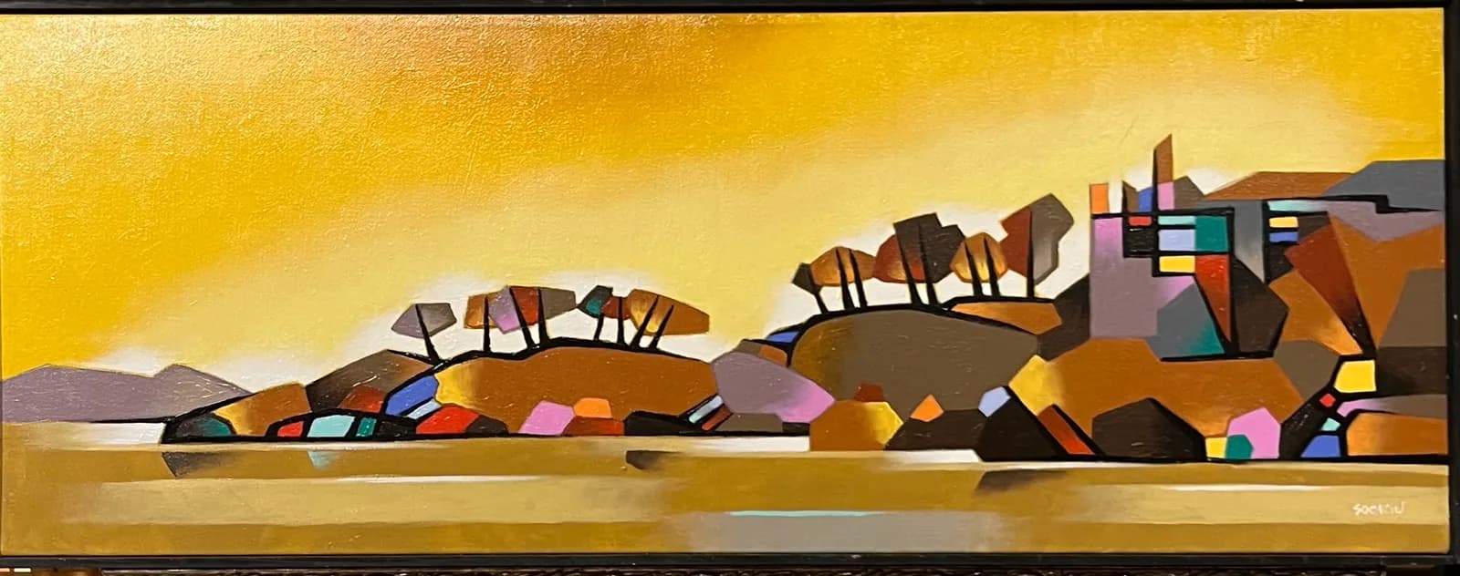 Cubism cu peisaj — Adrian Socaciu, acril pe pânză