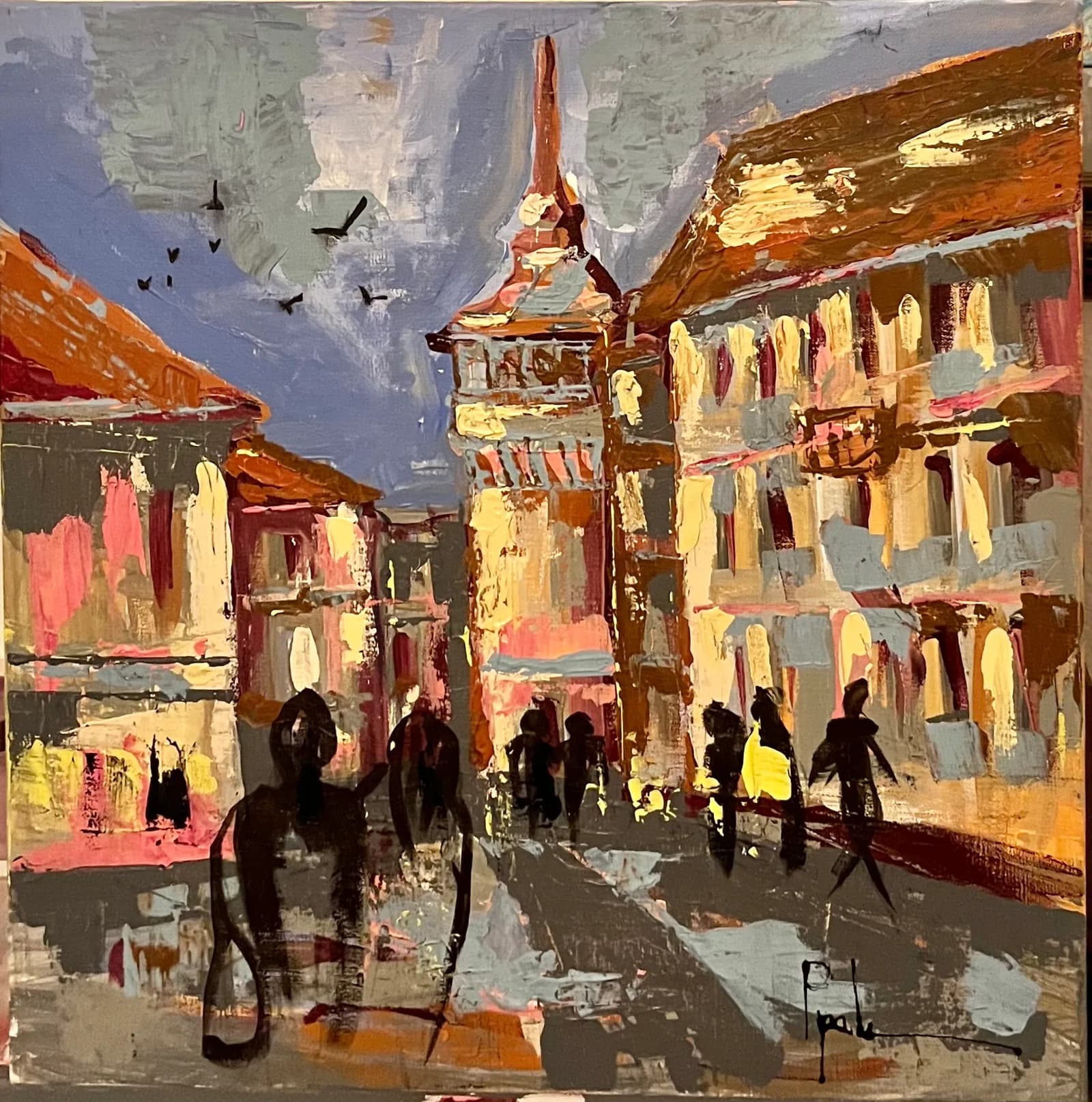Dimineața în Sighișoara — Popa Elena, ulei pe pânză
