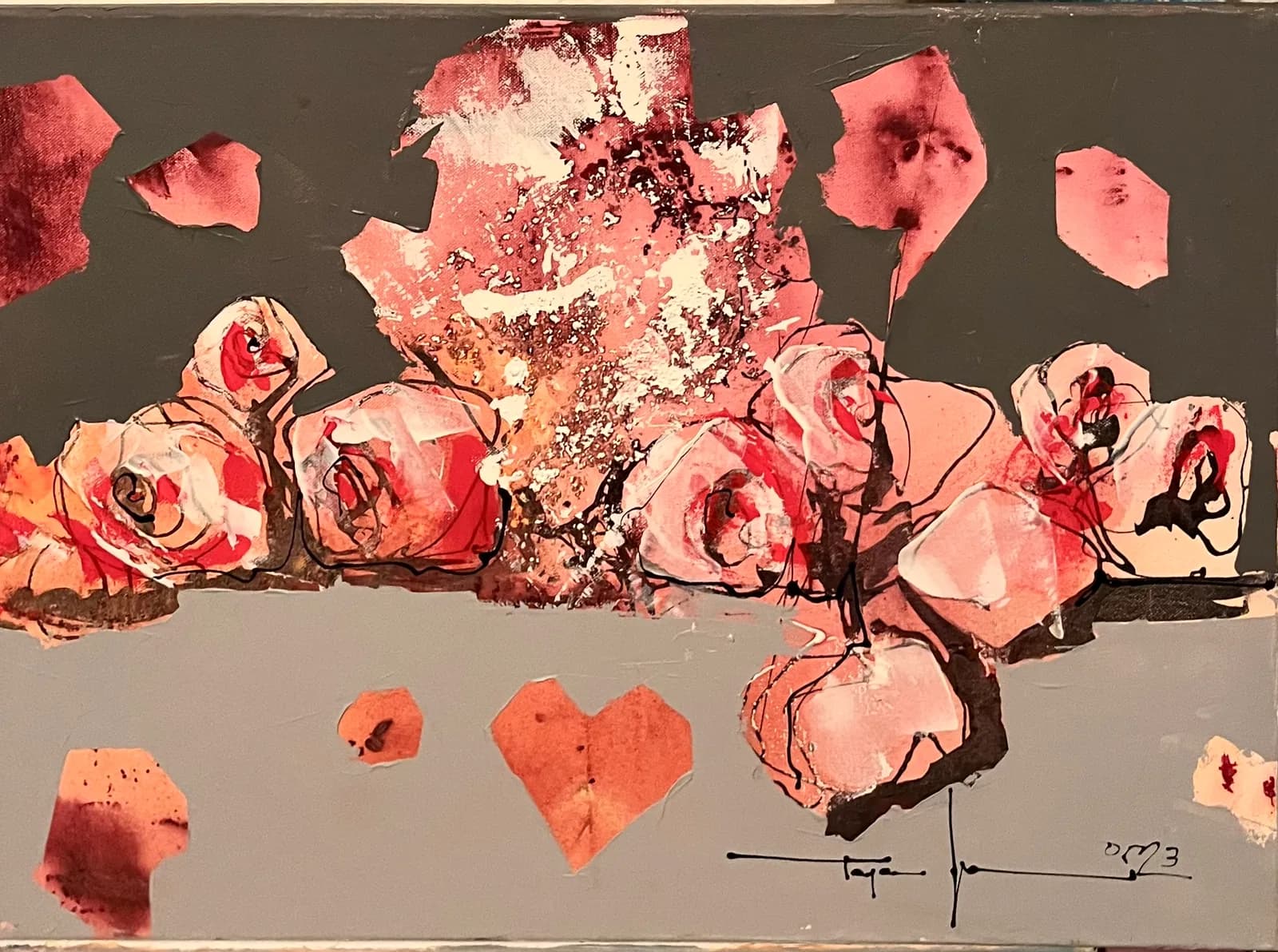 Flori abstracte — Mugur Popa, acril pe pânză
