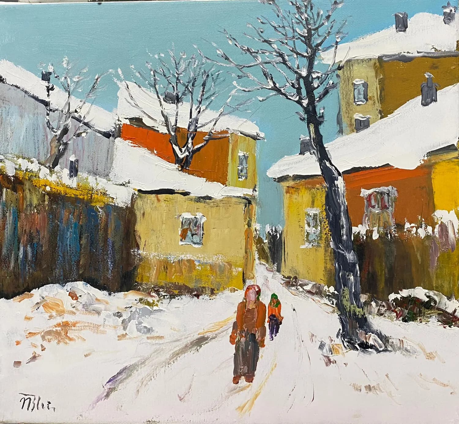 Iarna la tara — Nicolae Blei, ulei pe panza