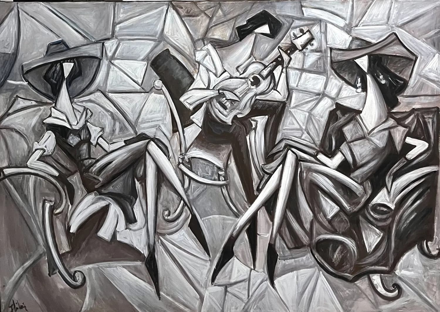 La vorbă Cubism cm — Mihai Ioan, acril pe panza