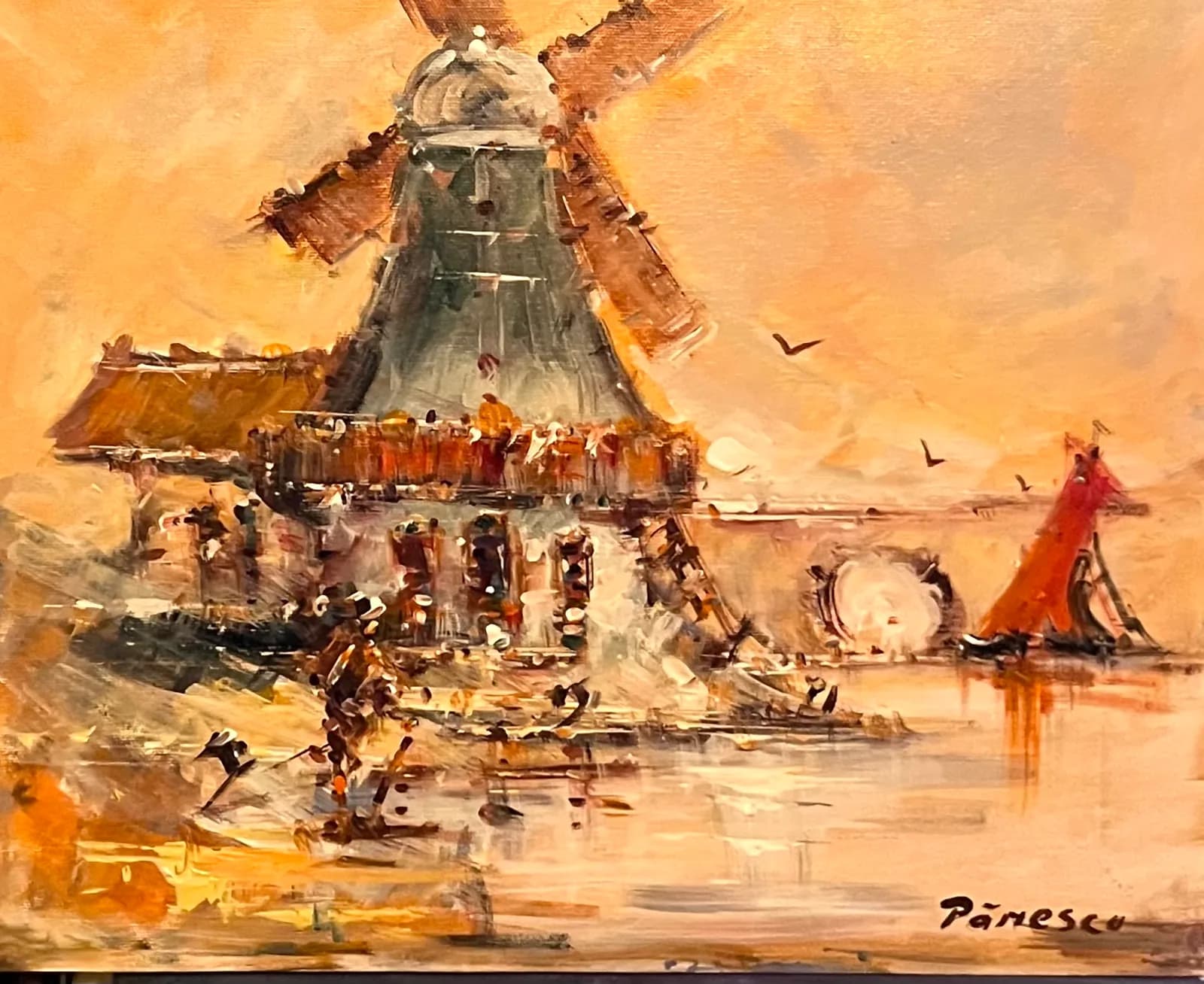 Moară în drum — Panescu Tudor, ulei pe pânză