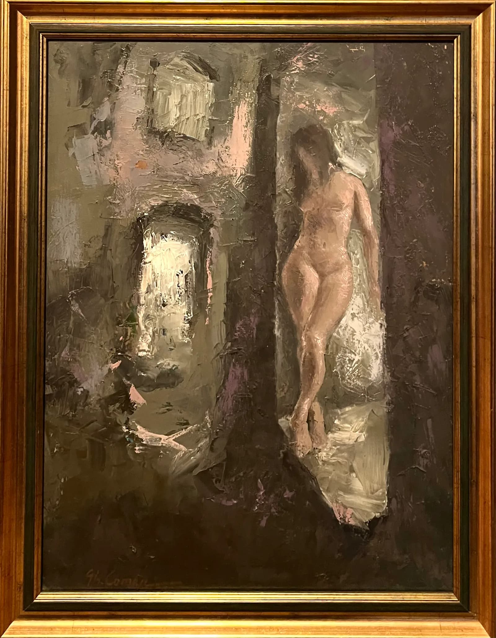 Nud în templu — Gheorghe Coman, ulei pe pânză