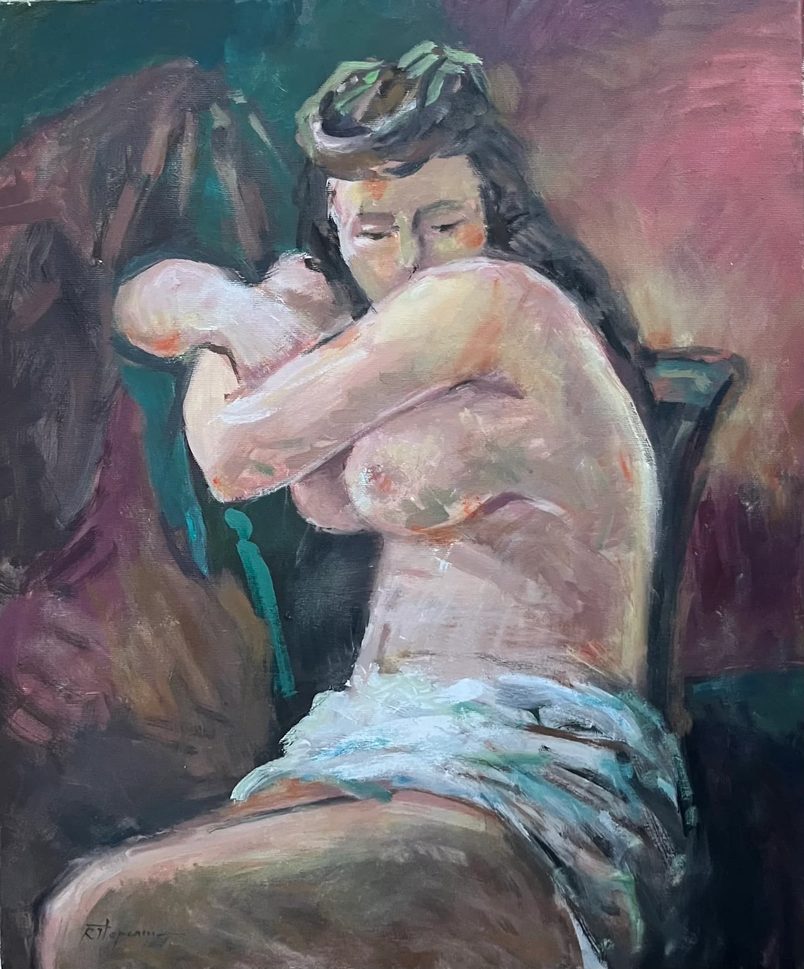 Nud pe scaun — MARIA PARASC, ulei pe pânză