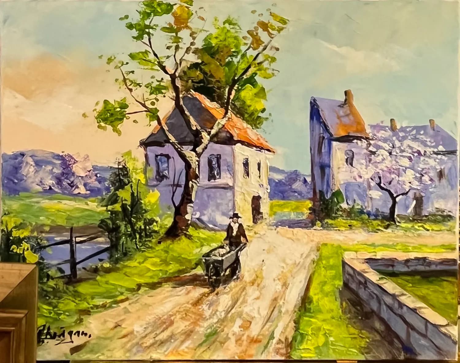 Peisaj rural — Gheorghe Dragan, acril pe panza