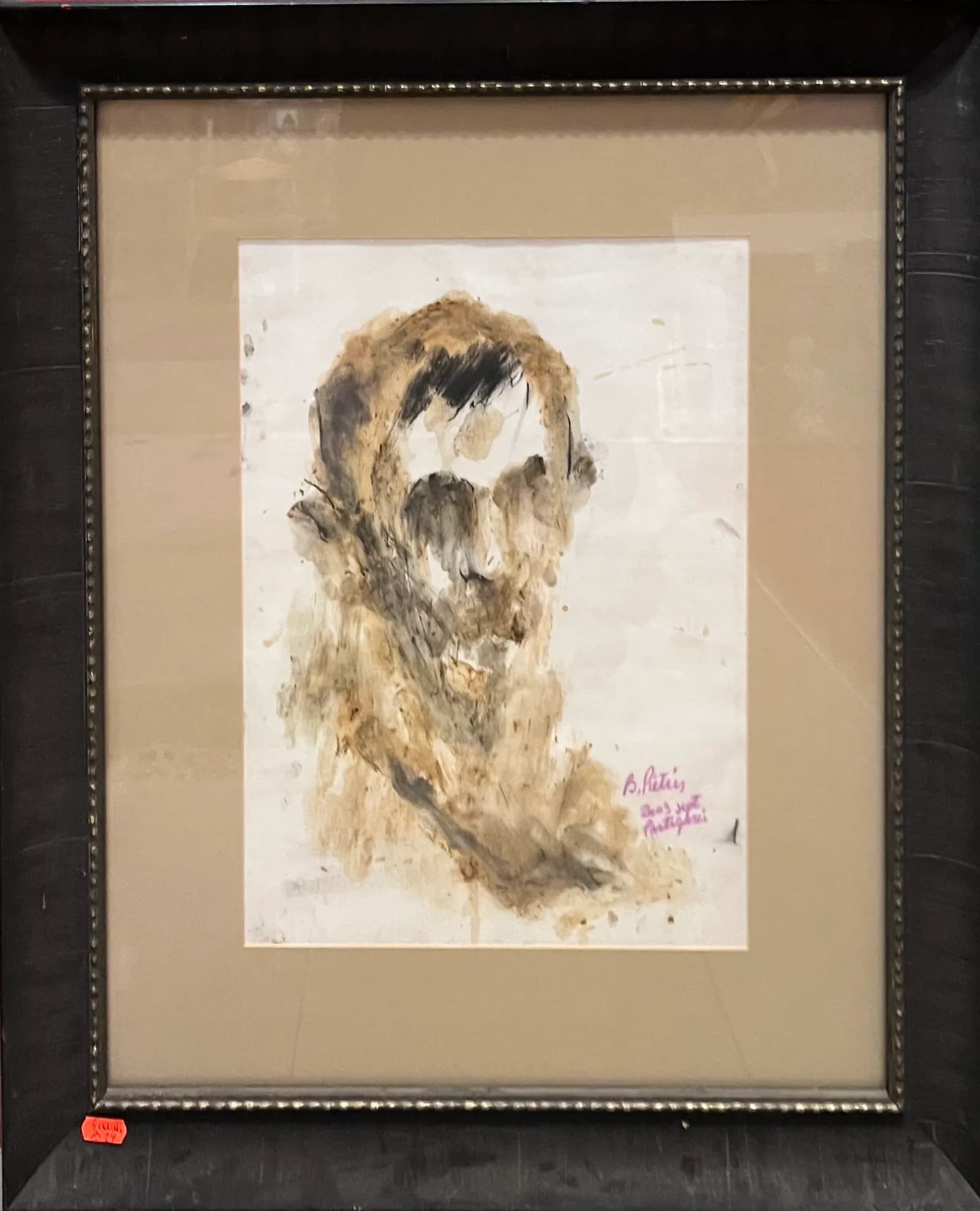 Portret de bărbat  -laviu — tehnică mixtă