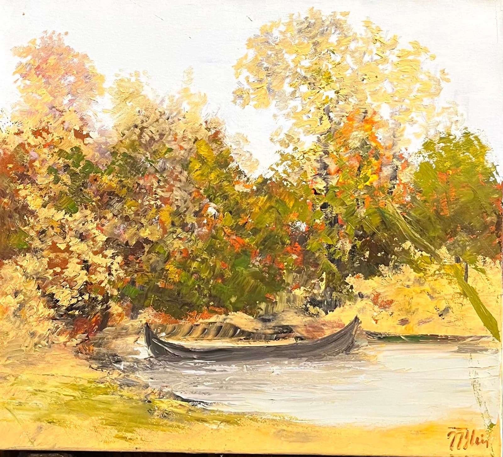 -Toamna-Lacul din padure — Nicolae Blei, ulei pe pânză