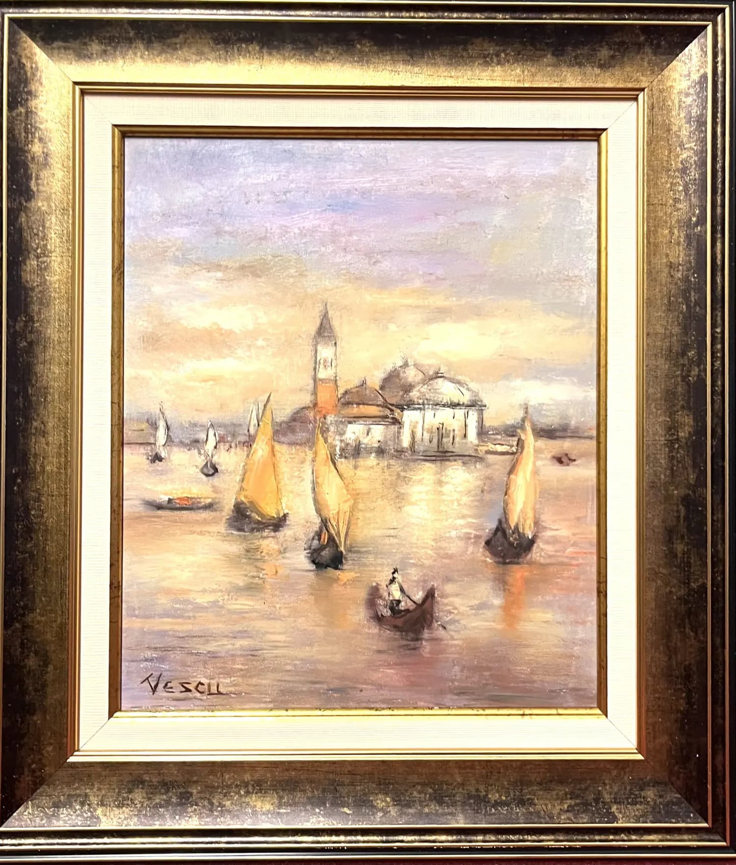 Pe mare — Teodor Vescu, ulei pe carton