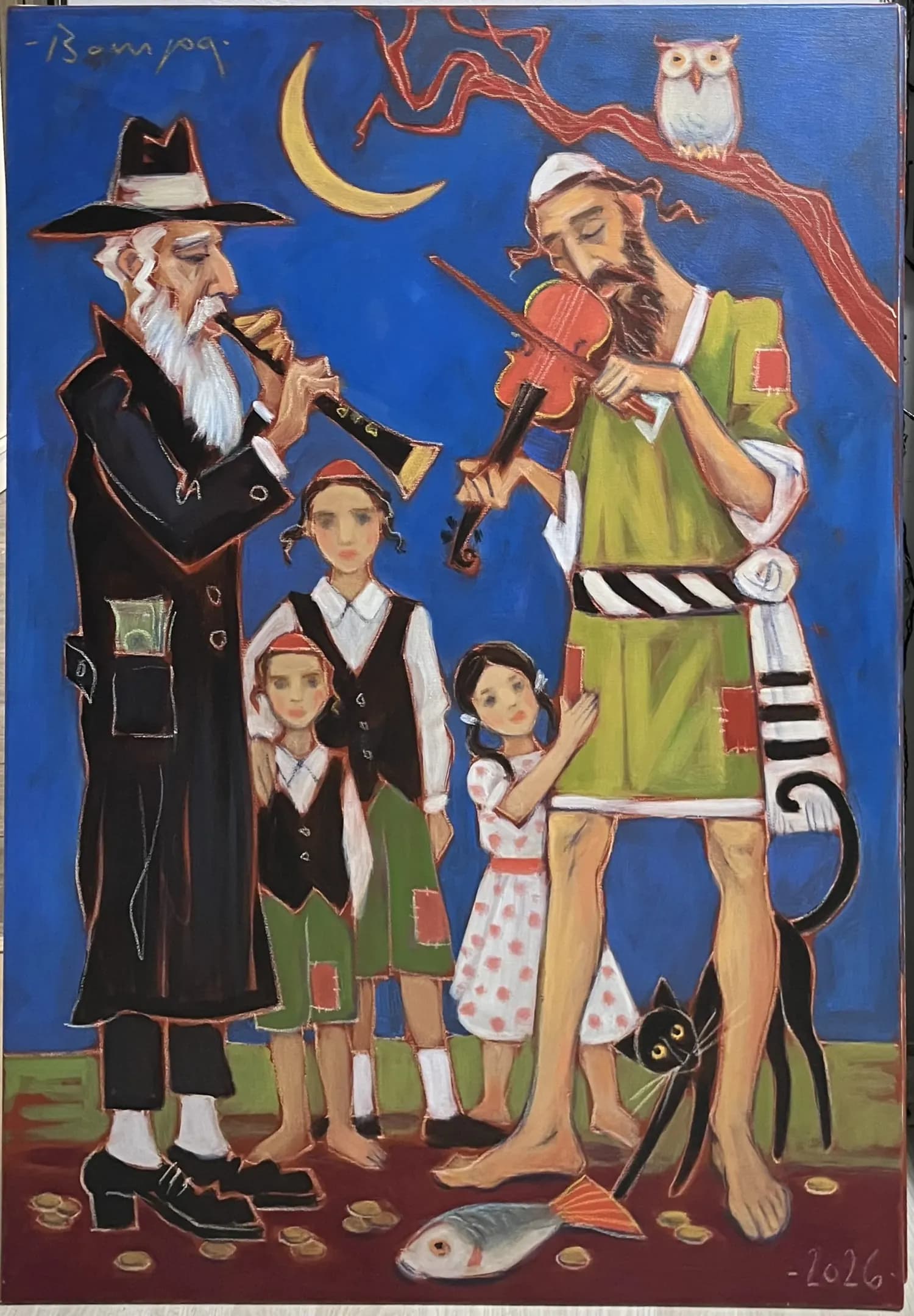 Petrecere — Ioan Bompa, acril pe panza