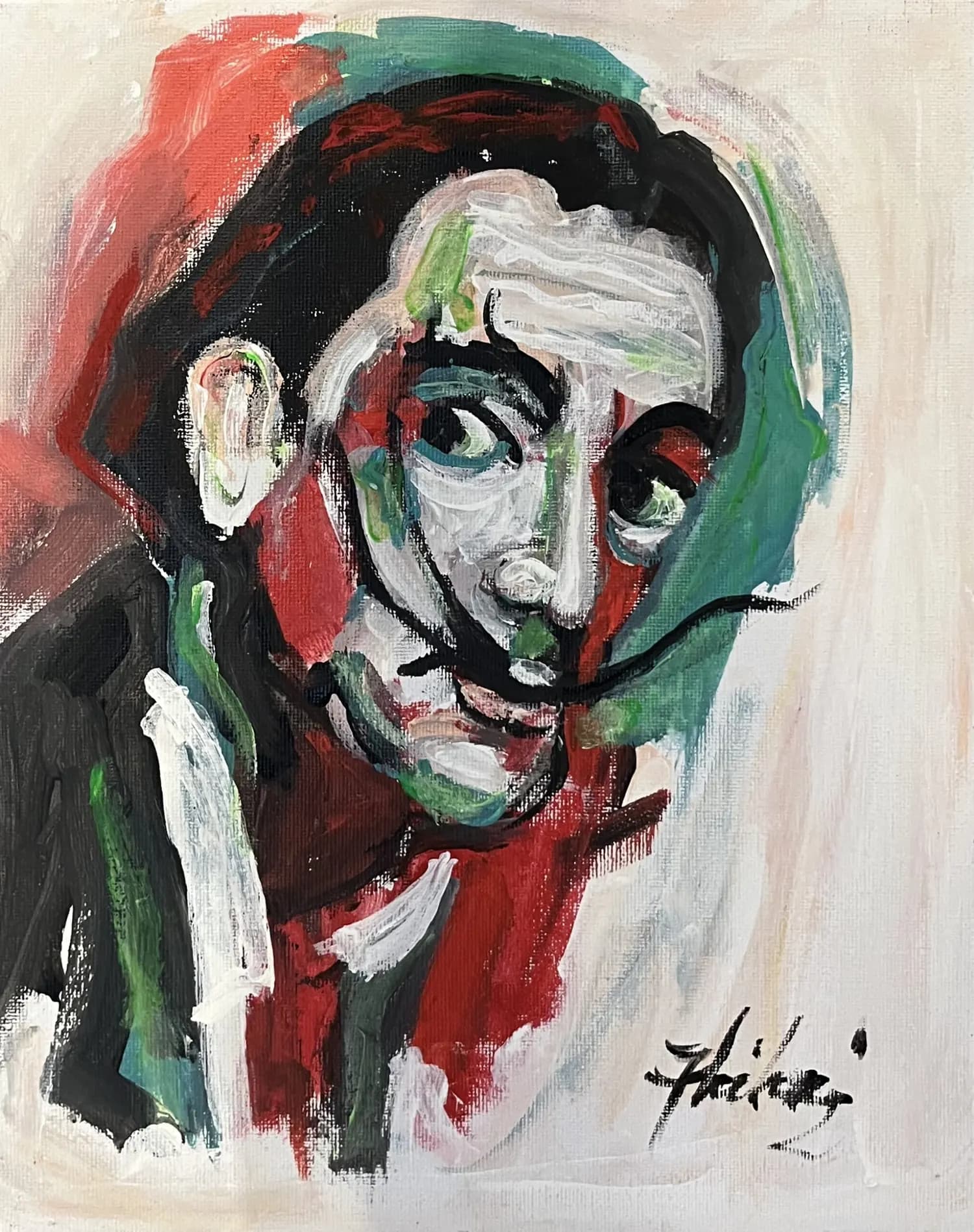 Portret Dali — Mihai Ioan, acril pe panza