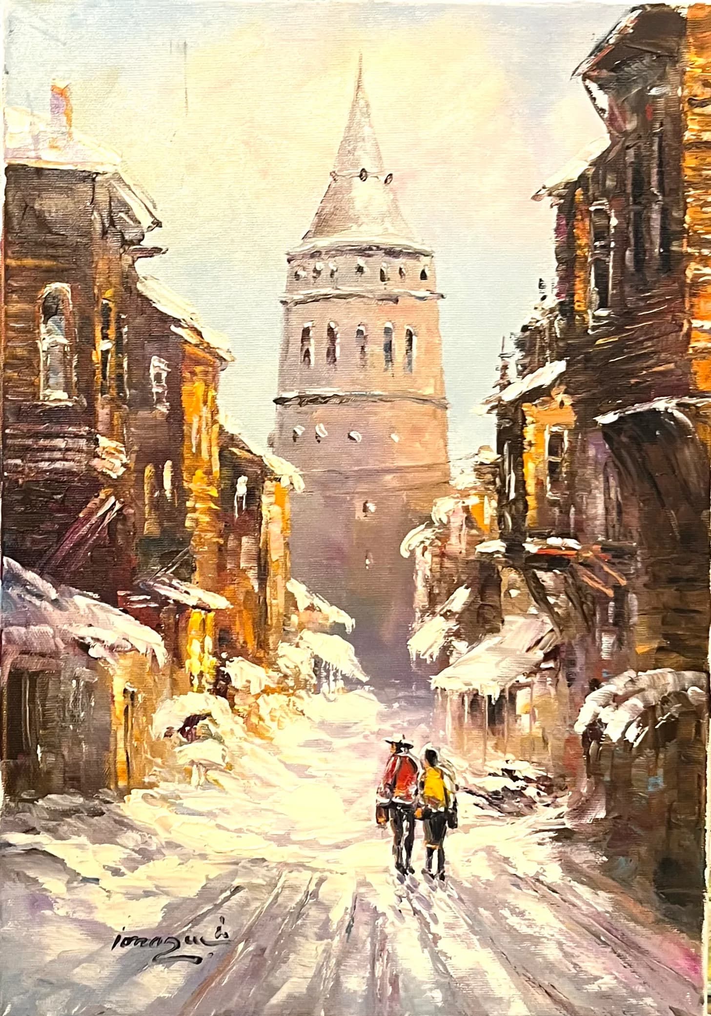 Turn in iarna — Ilie Ionascu, ulei pe pânză